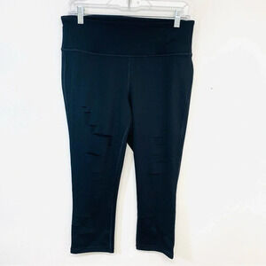 Livi Active Leggings Woman‎ 14/16  Black Crop Mesh Cut Out Moto Goth Work Out